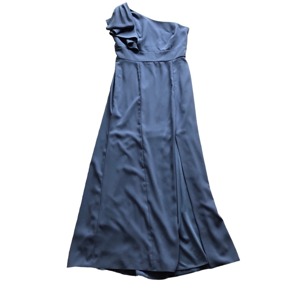 After Six Blue Larkspur One Shoulder Gown Size 14 - Picture 4 of 15